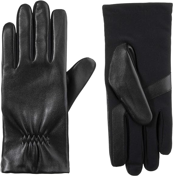isotoner Women's Classic Stretch Leather Touchscreen Cold Weather Gloves